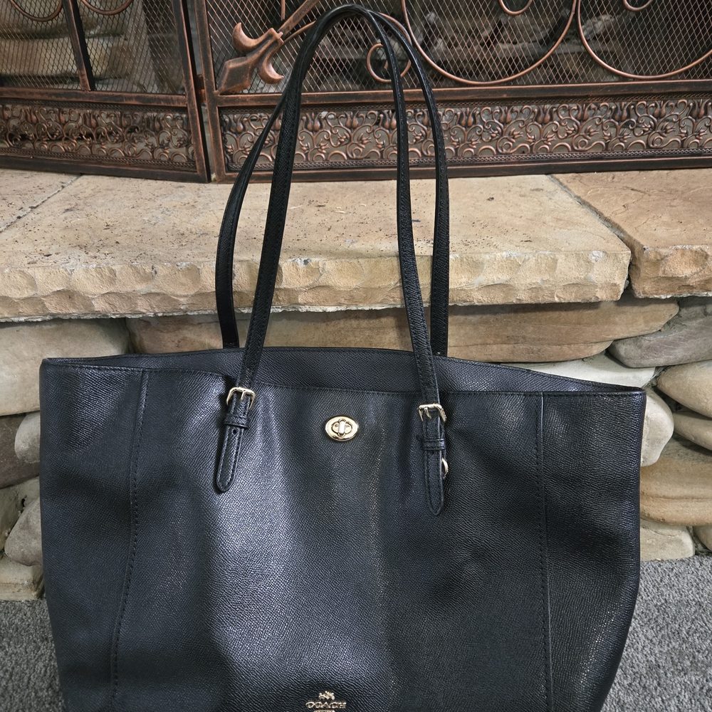 Coach Black Leather Tote Bag